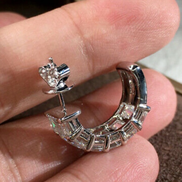 New Sterling silver diamond Luxury Earrings - Picture 4 of 5